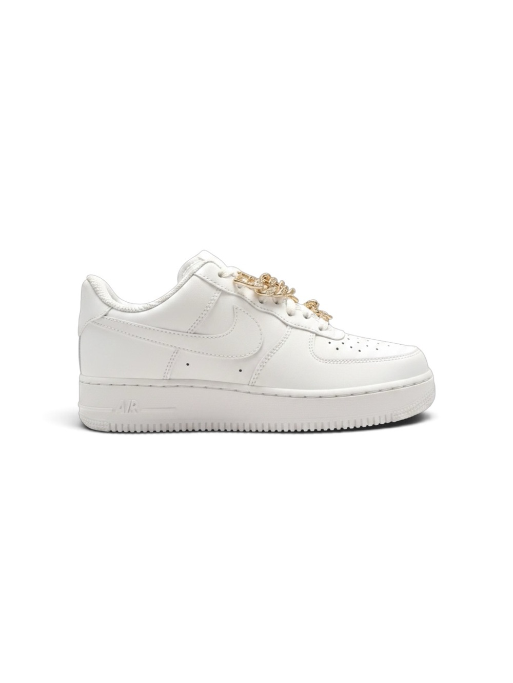 Nike Air Force 1 Shadow Women’s Sneakers — White with Gold Accents - Picture 3 of 11